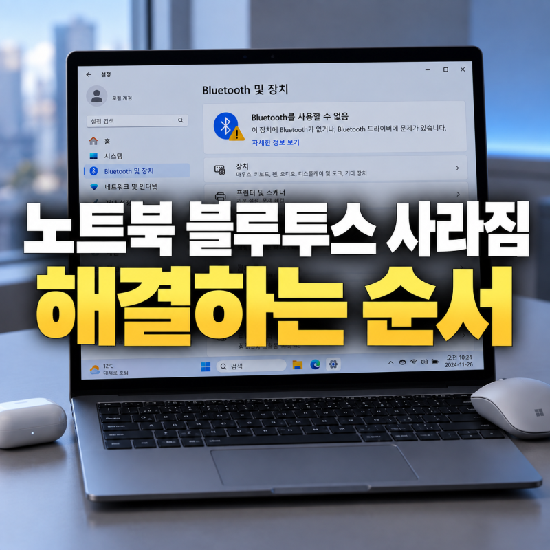 노트북 블루투스 사라짐, 버튼 없을 때 해결 방법