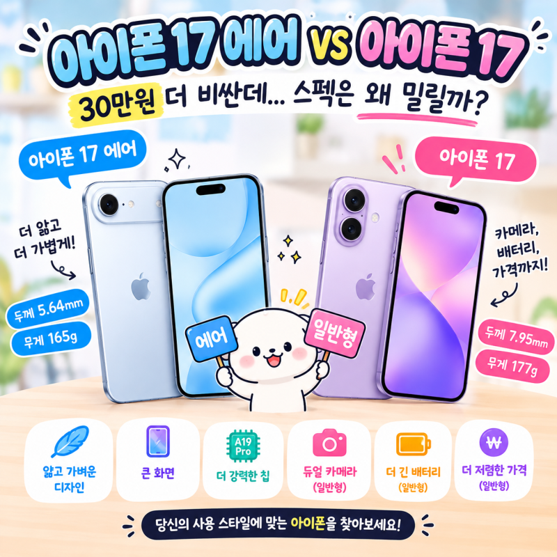 아이폰17 에어 vs 아이폰17, 30만원 더 내고 살 만할까?