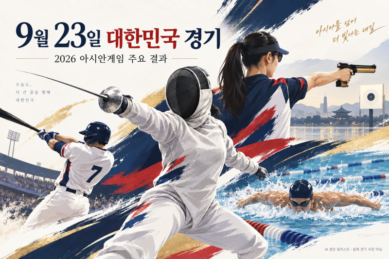 [스포츠] 아이치·나고야 아시안게임 2026/09/23 대한민국 주요 경기 정리