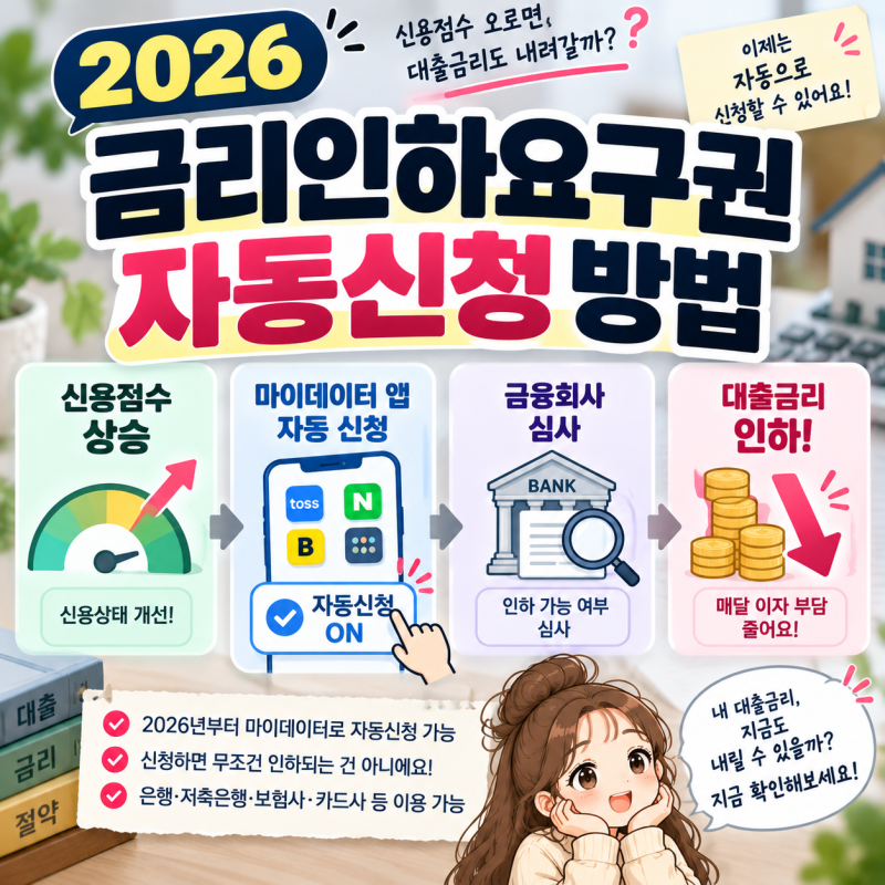 2026 금리인하요구권 자동신청 방법｜신용점수 오르면 대출금리 자동으로 낮아질까?