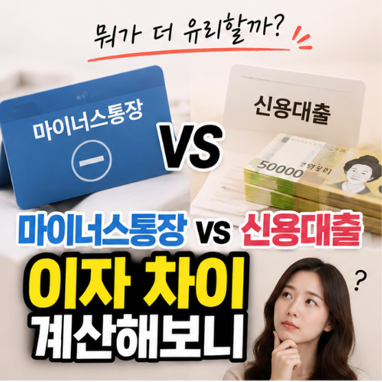 마이너스통장 vs 신용대출, 이자 차이 계산해보니
