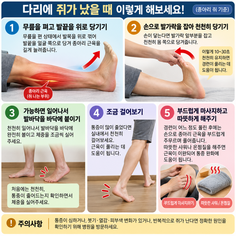 자다가 종아리에 쥐가 나는 이유는? 다리 쥐 푸는 법과 예방법 총정리
