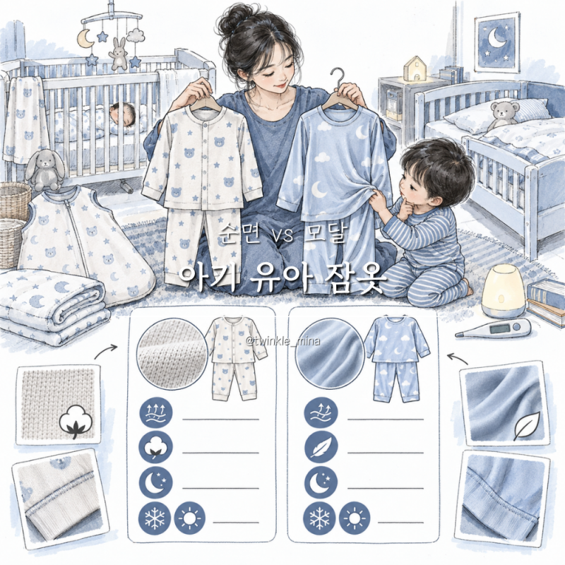 아기 유아 잠옷 순면 vs 모달 어떤 소재를 고를까?