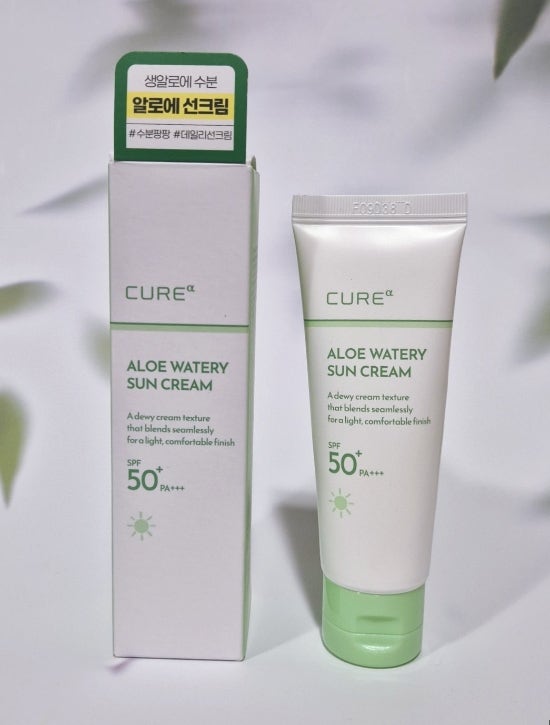 다이소 선크림 김정문알로에 큐어알파 워터리 선크림 40ml 여행용 선크림으로 딱!