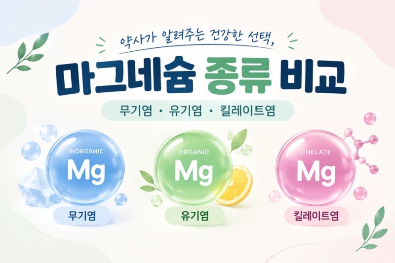 마그네슘 효능 총정리｜부족 증상부터 종류·복용법까지
