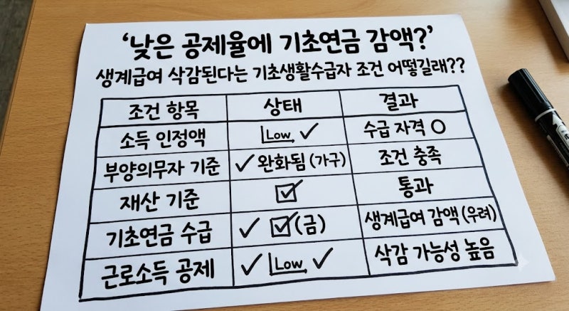 '낮은 공제율에 기초연금 감액?' 생계급여 삭감된다는 기초생활수급자 조건 어떻길래??