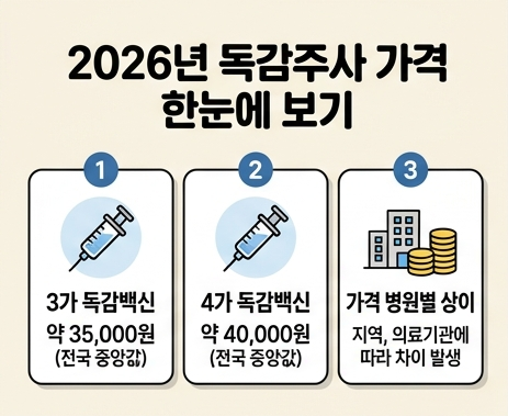 독감주사 가격 얼마일까?｜2026년 3가·4가 가격과 무료접종 확인
