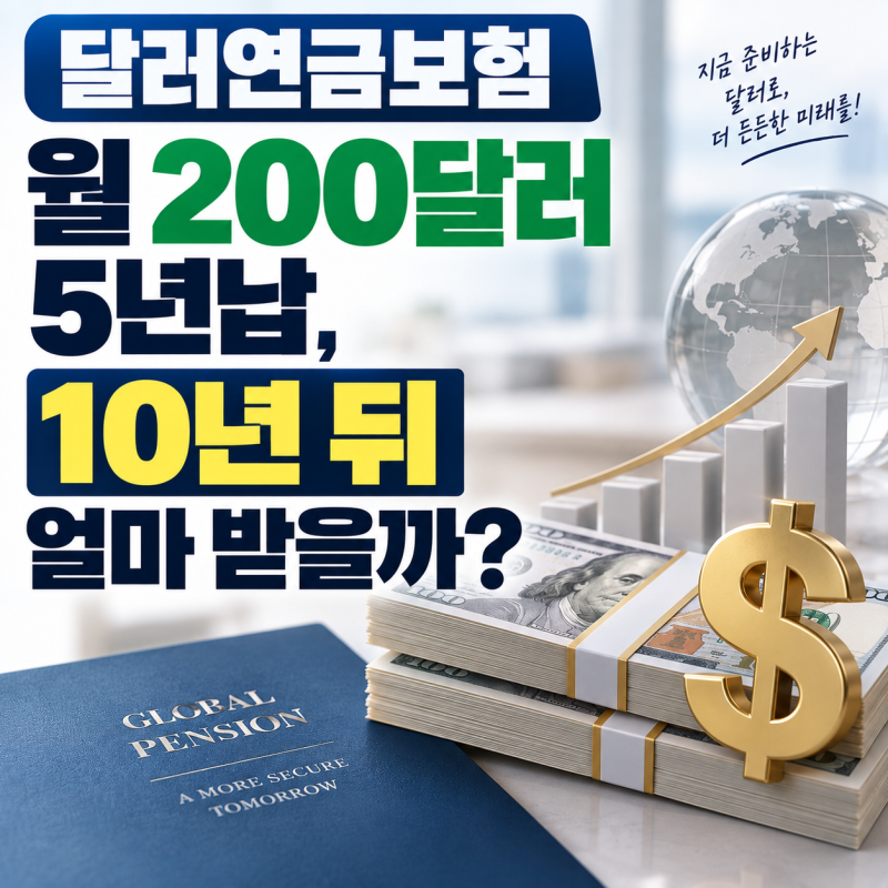 달러연금보험 월 200달러 5년납, 10년 뒤 얼마 받을까?