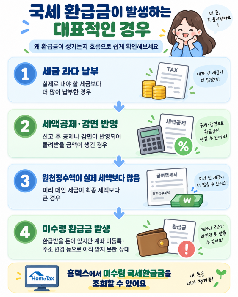 국세 환급금 조회 방법｜홈택스에서 미수령 환급금 확인·신청하기