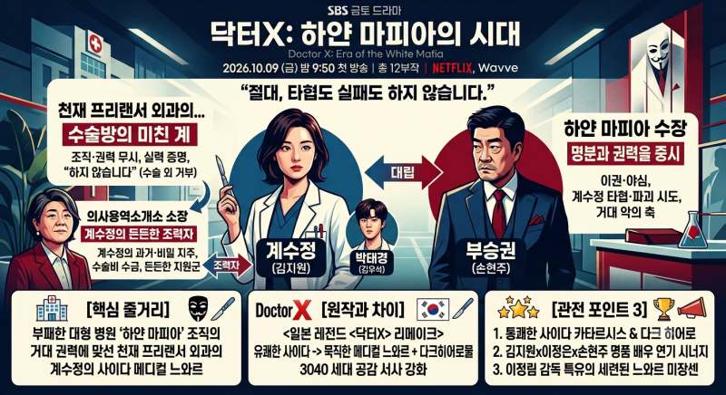SBS 닥터X 하얀 마피아의 시대 김지원 이정은 등장인물 줄거리 원작 완벽 정리