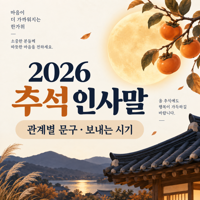2026 추석 명절 한가위 인사말 문구, 카톡·문자 관계별 예시와 보내는 시기