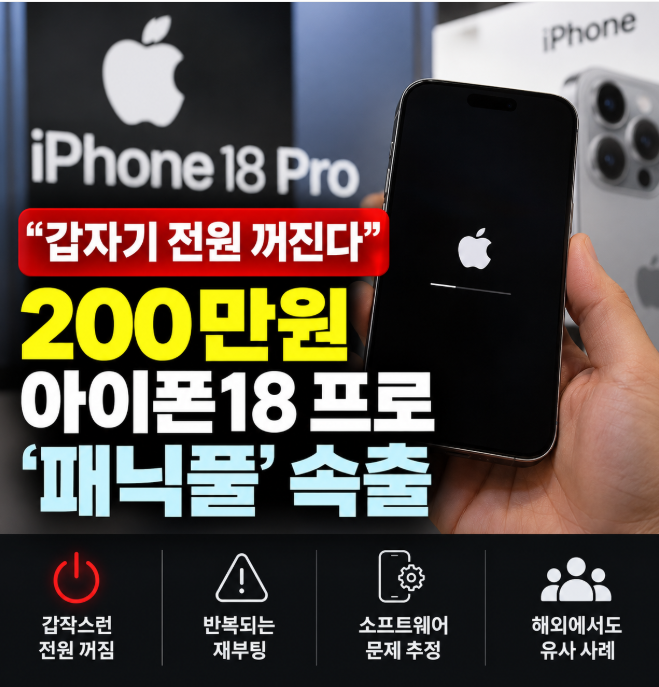 아이폰18 프로 갑자기 꺼진다? 출시 나흘 만에 ‘패닉풀’ 사례 확산
