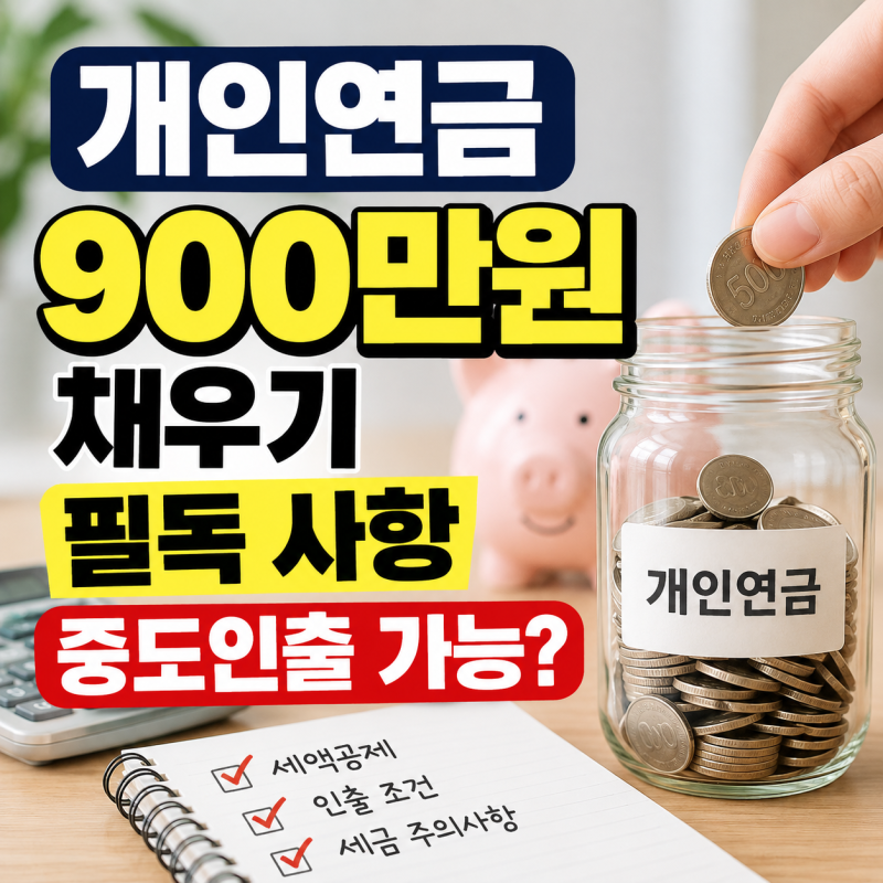 개인연금 900만원 채우기 필독사항 (+중도인출 가능?)