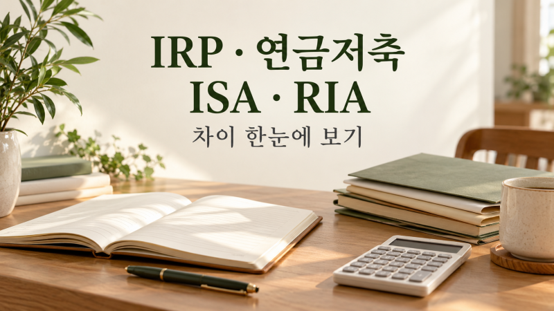 IRP·연금저축·ISA·RIA 차이, 세액공제와 중도인출까지 한 번에 정리
