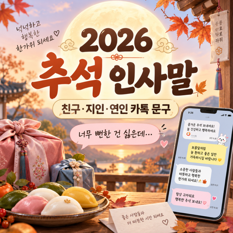 “너무 뻔한 건 싫은데…” 2026 추석 인사말 친구·지인·연인 카톡