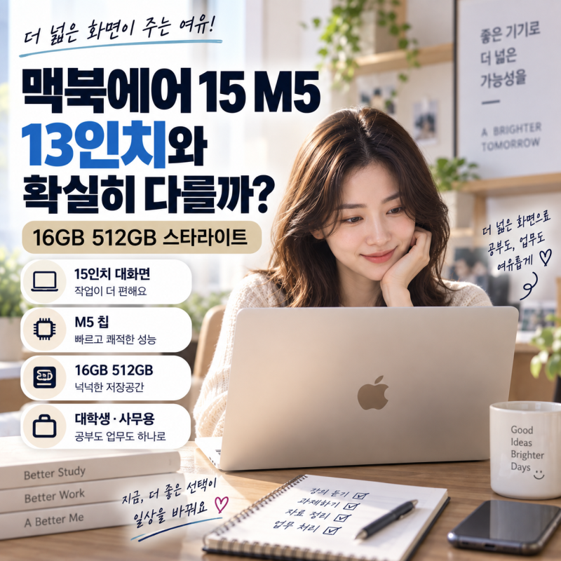맥북에어 15 M5 추천 + 16GB 512GB 스타라이트