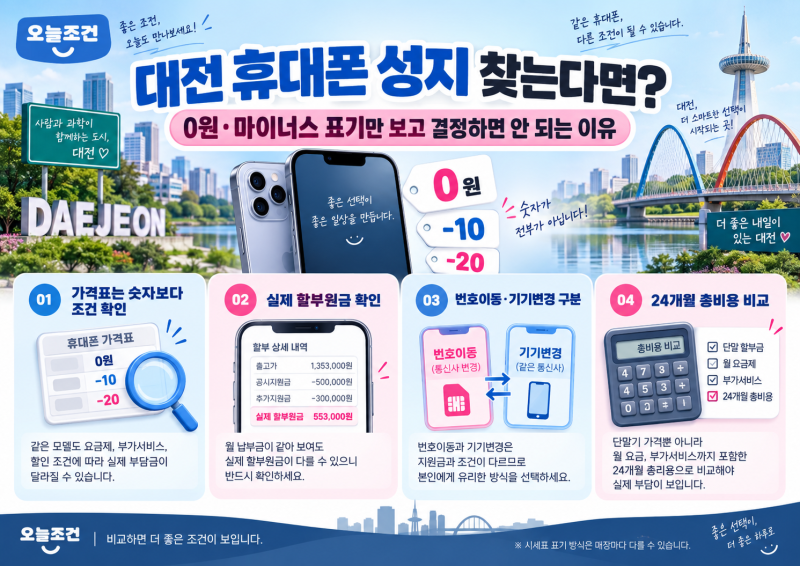 대전 휴대폰 성지 찾는다면? 시세표에 0원이라고 적혀 있어도 꼭 확인해야 하는 이유