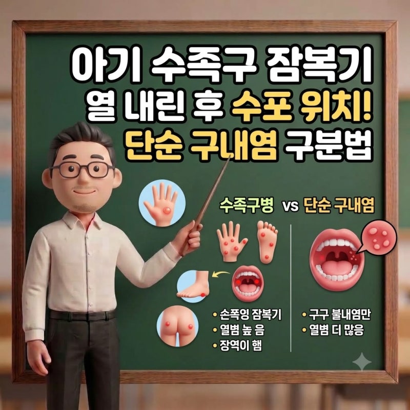아기 수족구 잠복기 열 내린 후 수포 위치! 단순 구내염 구분법