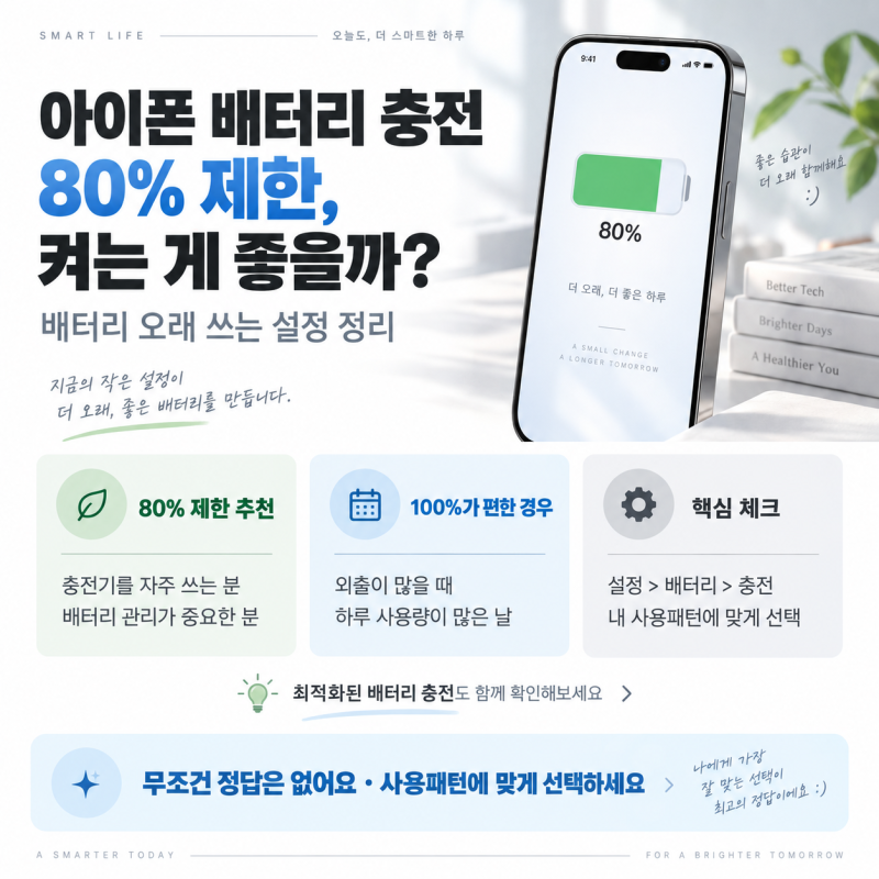 아이폰 배터리 충전 80% 제한, 켜는 게 좋을까? 배터리 오래 쓰는 설정 정리