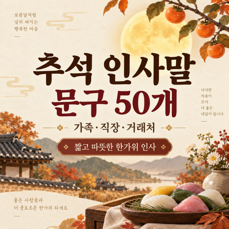 추석 인사말 문구 50개, 가족·친구·직장·거래처에 전하는 한가위 인사