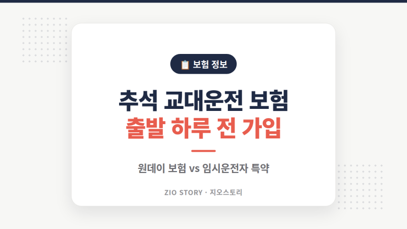 추석 교대운전 보험, 임시운전자 특약은 출발 하루 전까지 가입해야 합니다