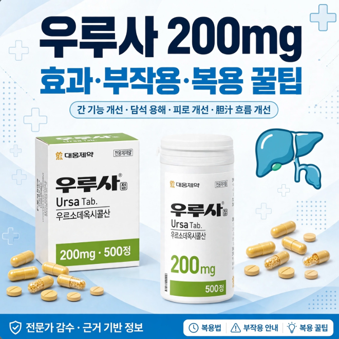 [간질환·담석증 치료제] 우루사 200mg 효과, 부작용, 복용 꿀팁까지 핵심만 쏙쏙!