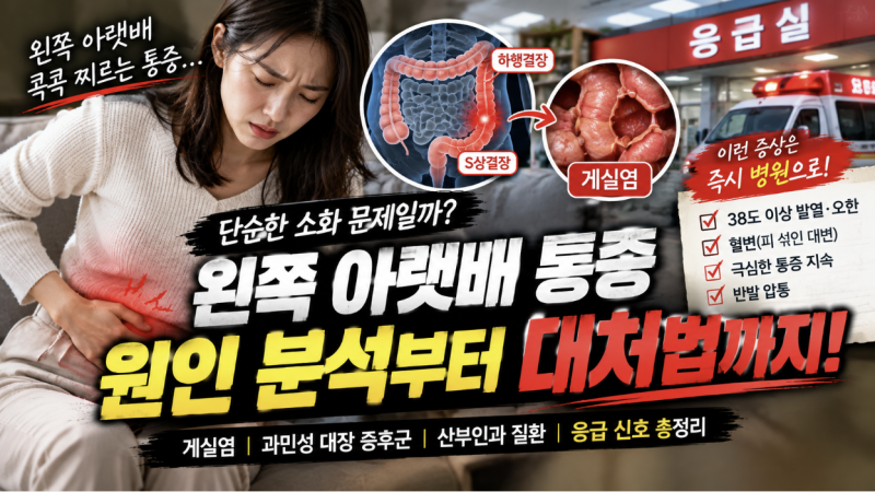 왼쪽 아랫배 통증 (원인 분석, 게실염, 응급 신호)