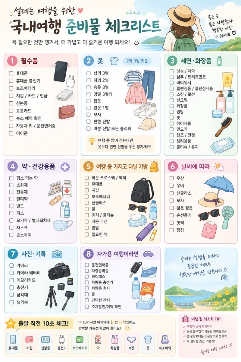 추석명절 국내여행 준비물리스트