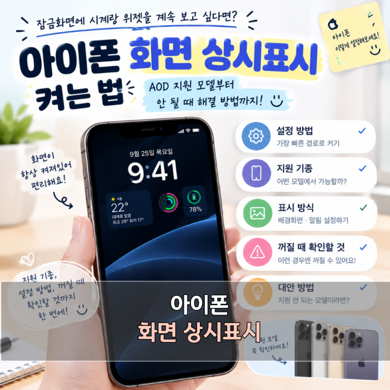 아이폰 화면 상시표시 켜는 법 AOD 지원 모델부터 안 될 때 해결 방법까지