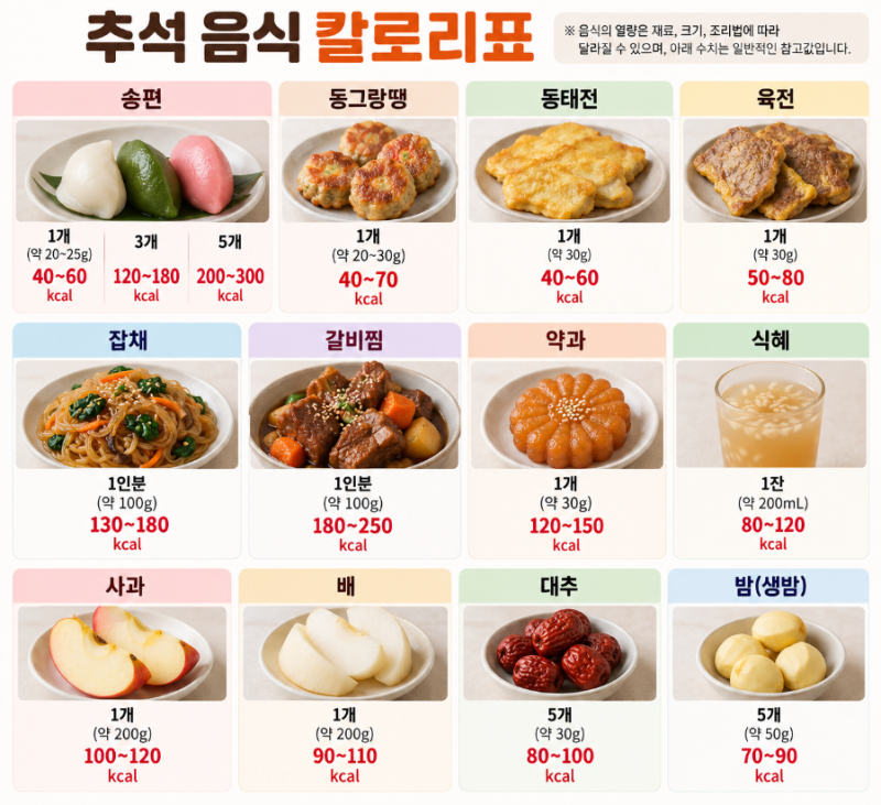 영양사가 정리한 추석 음식 칼로리표｜송편·전·잡채·갈비찜 얼마나 먹어도 될까?