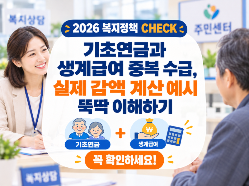기초연금과 생계급여 중복 수급, 실제 감액 계산 예시 뚝딱 이해하기!