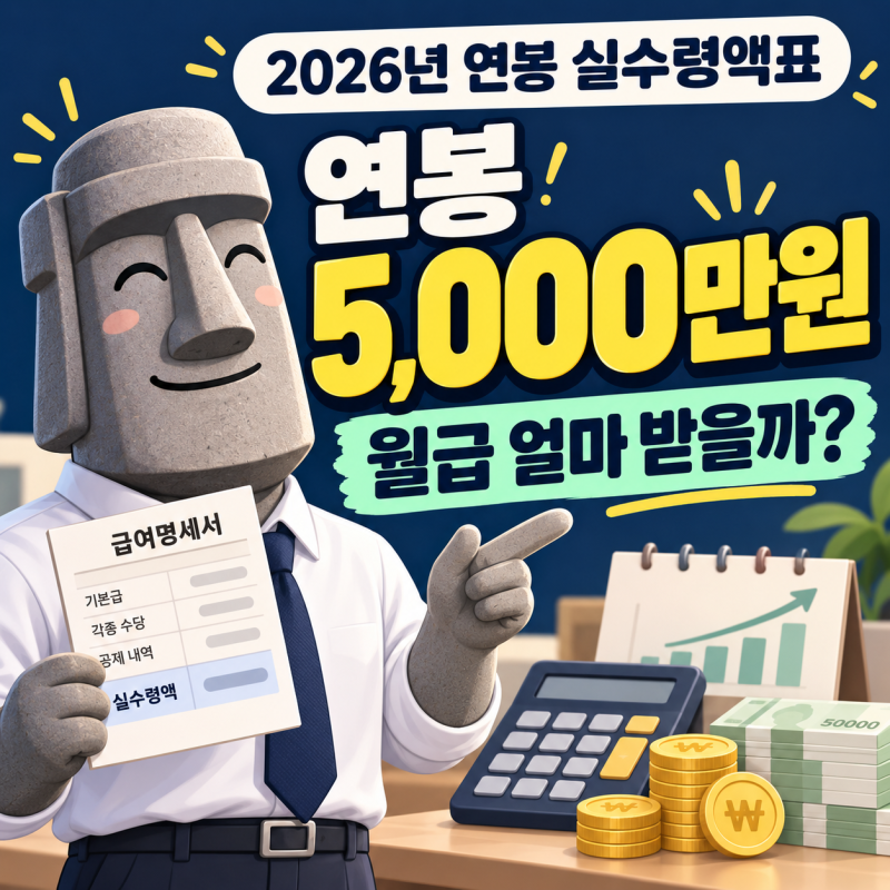 2026년 연봉 실수령액표, 연봉 5,000만원이면 월급 얼마 받을까?