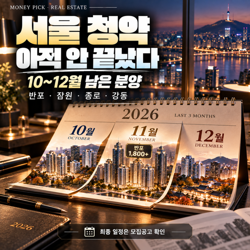2026년 서울 아파트 청약 아직 끝나지 않았다｜10~12월 남은 분양, 반포 디에이치 클래스트까지....