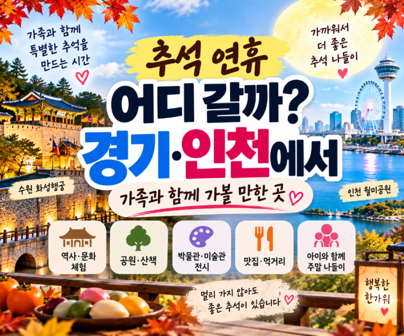 추석 연휴 어디 갈까? 경기·인천에서 가족과 함께 가볼 만한 곳