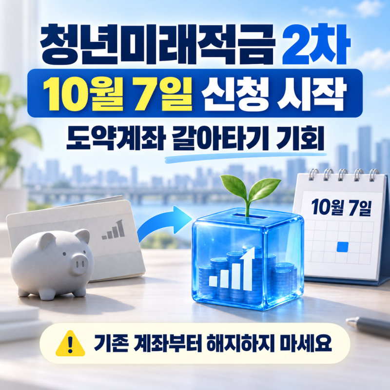 [저축] 청년미래적금 2차 10월 7일 시작, 도약계좌 갈아타기 다시 열린다