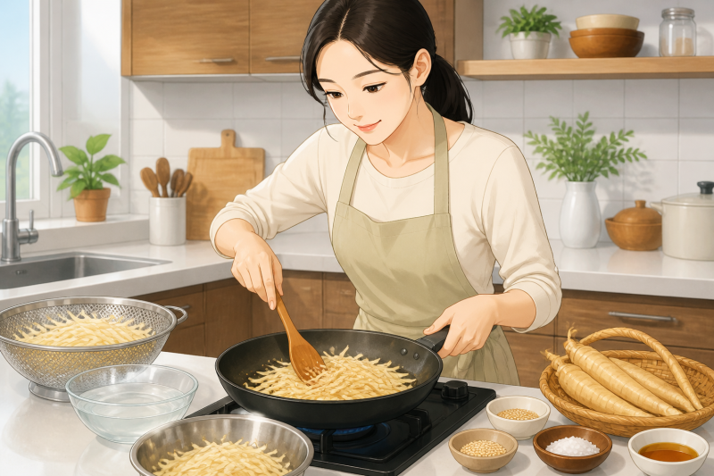 도라지나물볶음 쓴맛은 줄이고 부드럽게 볶는 레시피