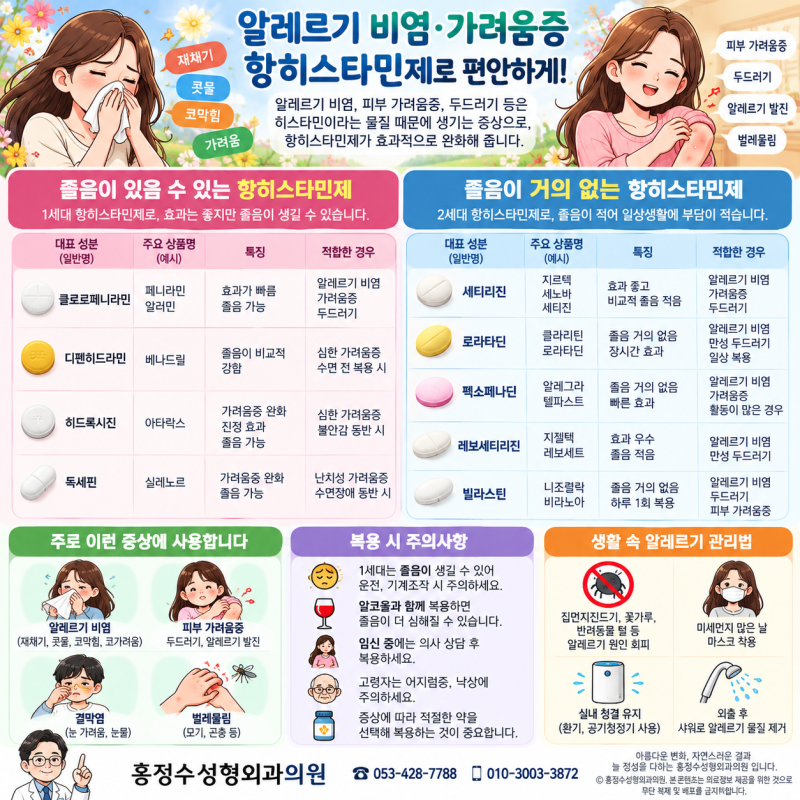 알레르기 비염·피부 가려움증, 항히스타민제는 어떻게 선택할까요?