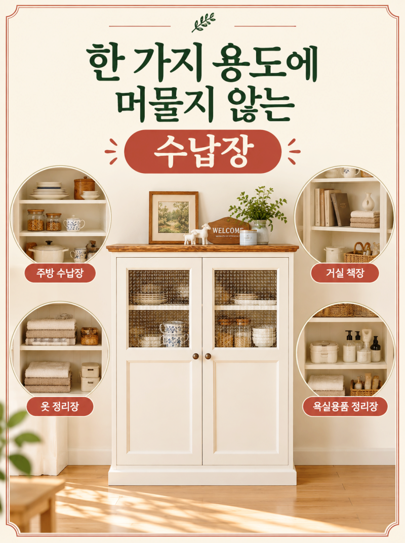 예쁜 인테리어가구, 공간에 따라 쓰임이 달라지는 수납장 활용성