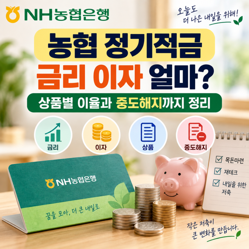 농협 정기적금 금리 이자 얼마? 상품별 이율과 중도해지까지 정리