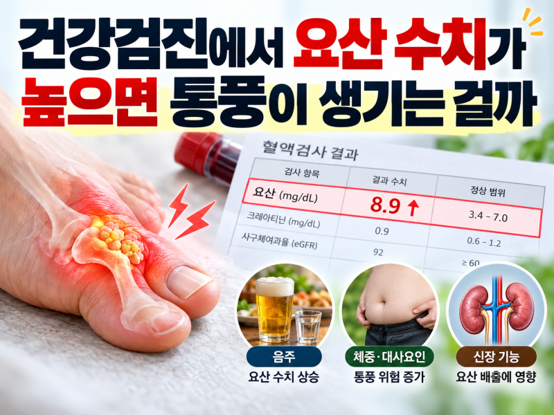 건강검진에서 요산 수치가 높으면 통풍이 생기는 걸까