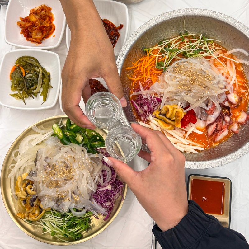 양양 낙산해수욕장 물회 맛집 낙산해신물회, 쫀득 오징어회에 술 한잔 싸악