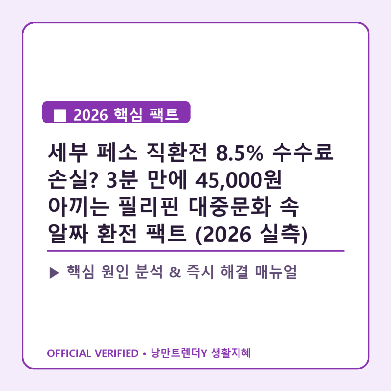 세부 페소 직환전 8.5% 수수료 손실? 3분 만에 45,000원 아끼는 필리핀 대중문화 속 알짜 환전 팩....