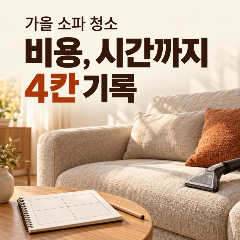 가을 소파 청소 비용, 시간까지 4칸 기록