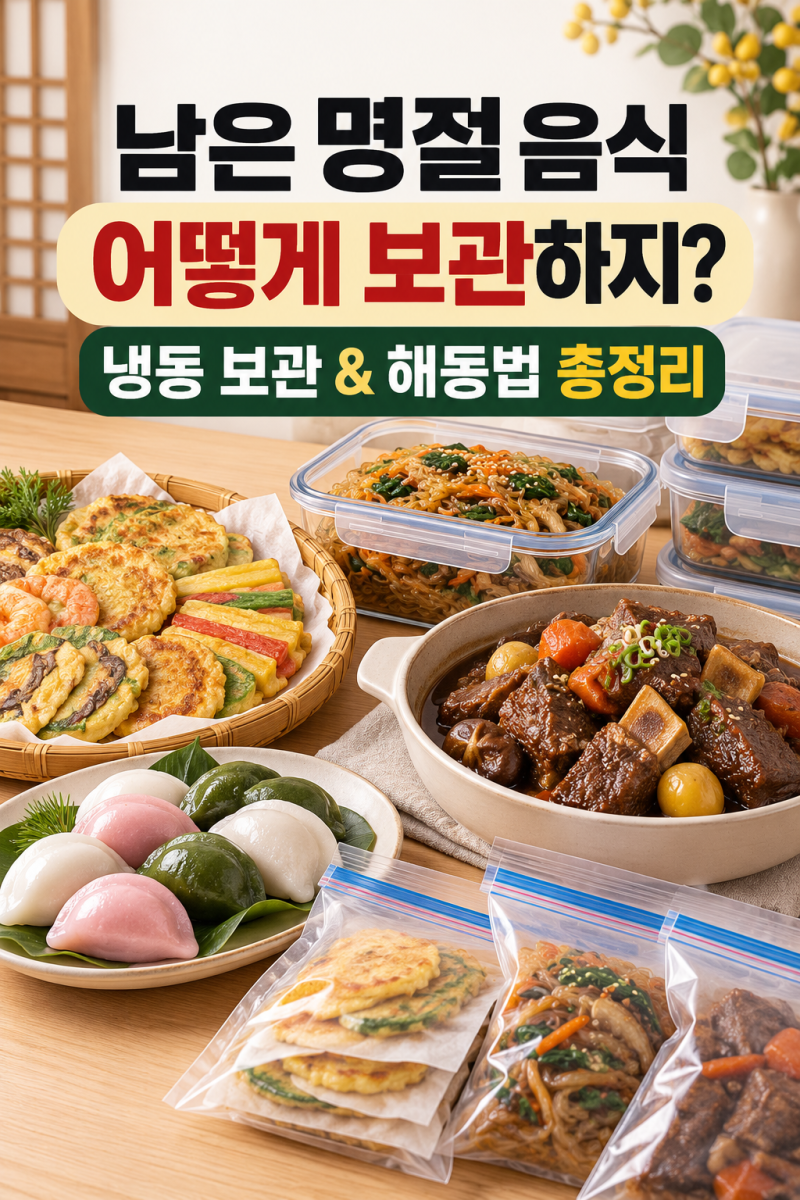 명절 음식 냉동 보관부터 해동까지, 전·잡채·갈비찜·송편, 남은 음식 이렇게 보관하세요