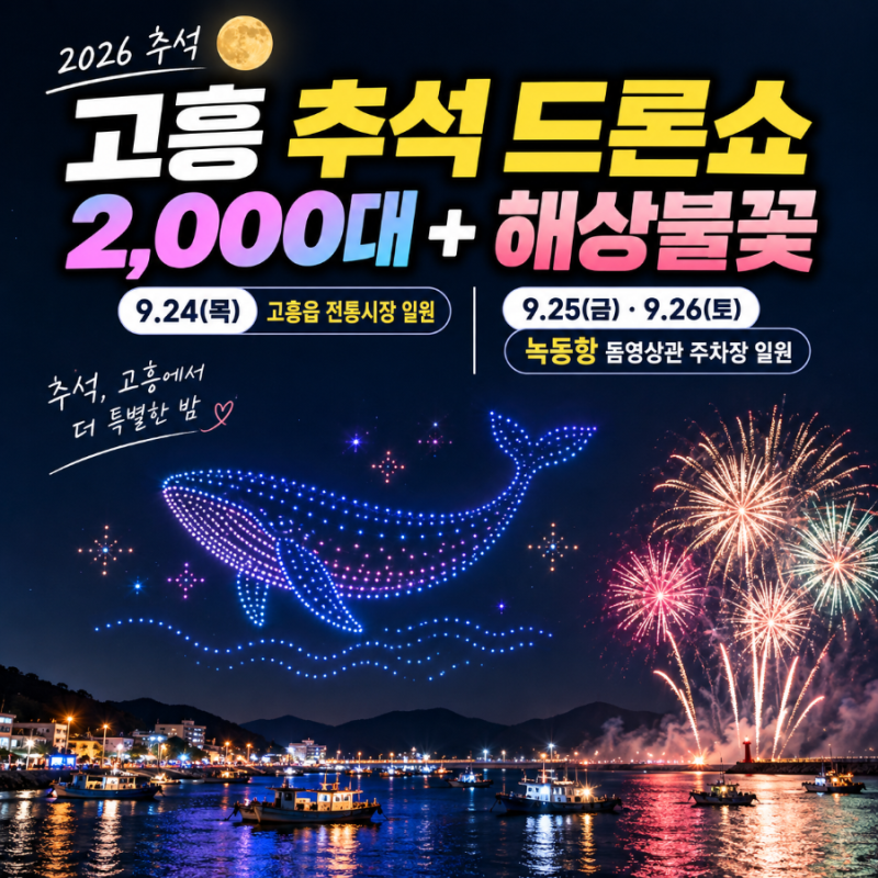 2026 추석 고흥 드론쇼｜2,000대 드론+해상불꽃쇼 시간·장소·주차