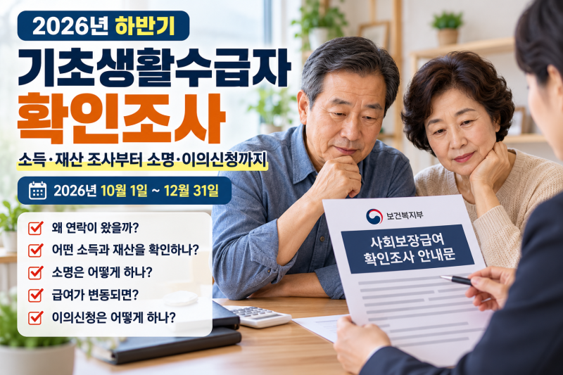 기초생활수급자 확인조사 2026 하반기｜소득·재산 조사부터 소명·이의신청까지