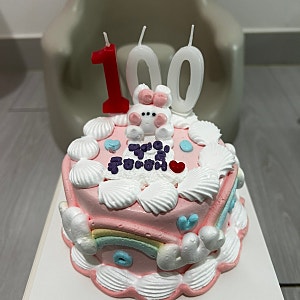 조카 100일 기념 파티 일산레터링케이크, 해피베어데이 롯데백화점 일산점에서 예쁘게 남긴 ....