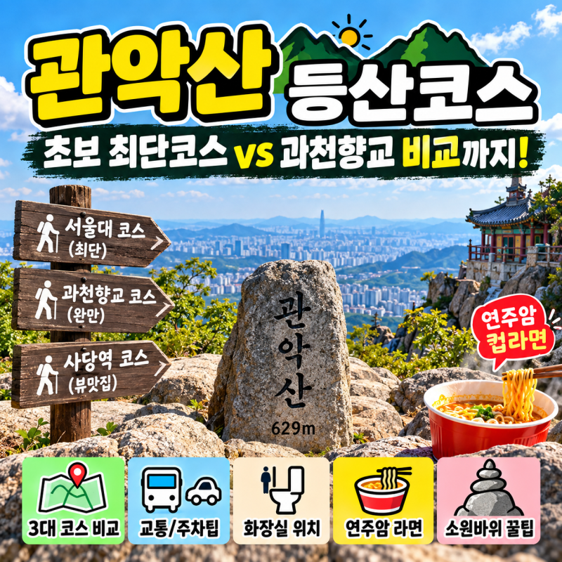 [정보/여행] 관악산 등산코스 총정리 ㅣ 초보 최단코스 vs 과천향교 비교부터 주차 요금, 연주....