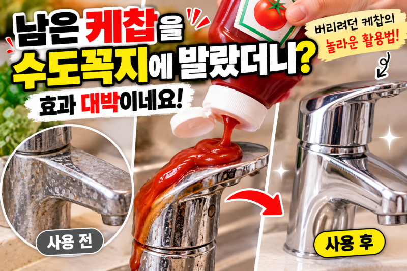 “남은 케찹을 수도꼭지에 발랐더니?” 버리려던 케찹의 의외의 활용법