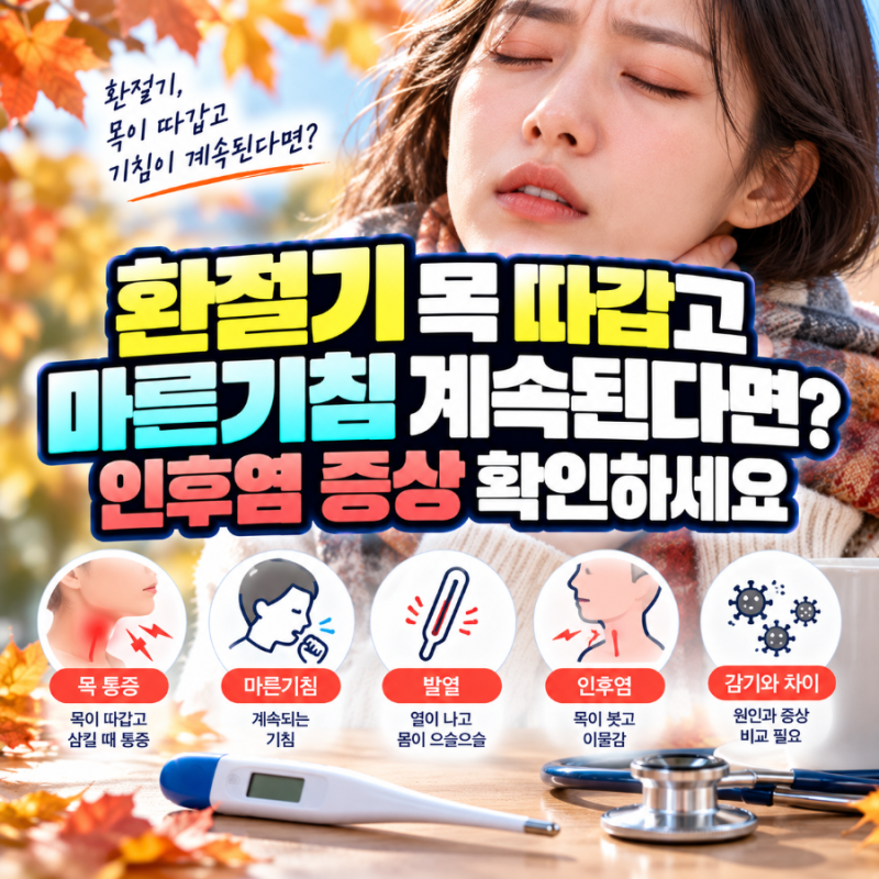 환절기 목 따갑고 마른기침 계속된다면? 인후염 증상 확인하세요